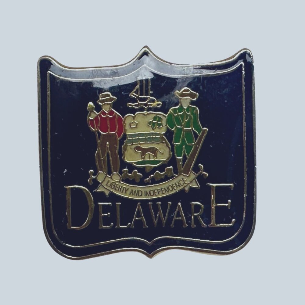 Vintage Delaware State Pin Flag Statehood Enamel Hat Lapel